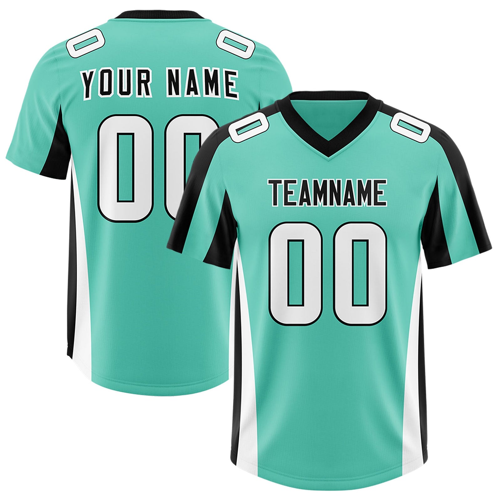 Custom Bright Green Black Side Stripe Pattern Authentic Football Jersey
