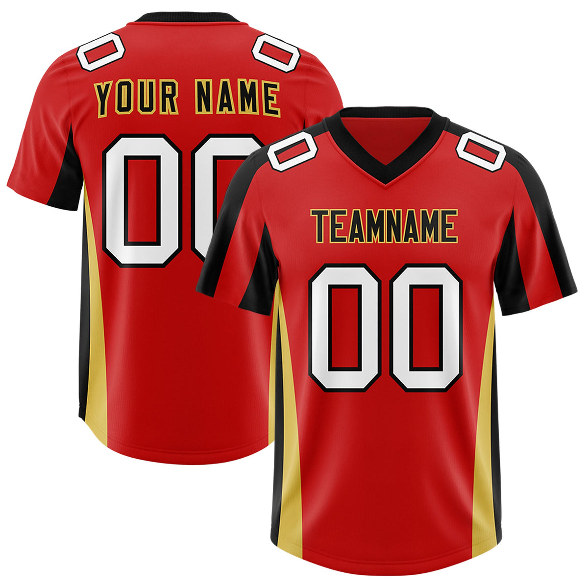 Custom Red Black Side Stripe Pattern Authentic Football Jersey