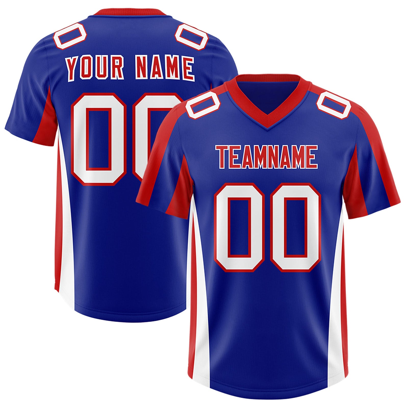 Custom Royal Red Side Stripe Pattern Authentic Football Jersey
