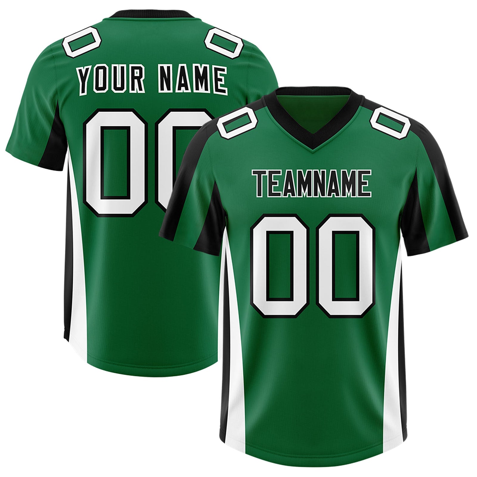 Custom Kelly Green Black Side Stripe Pattern Authentic Football Jersey