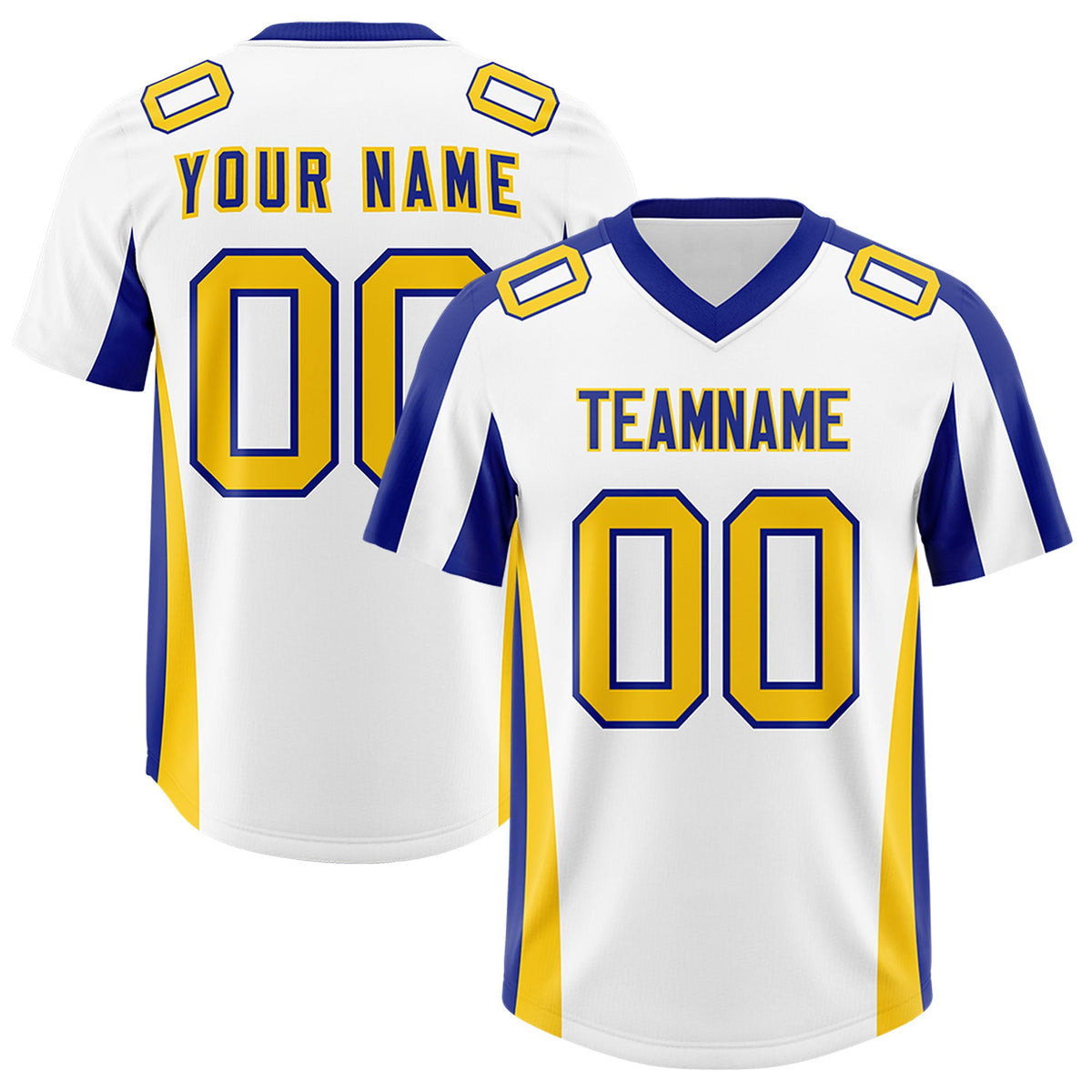 Custom White Royal Side Stripe Pattern Authentic Football Jersey