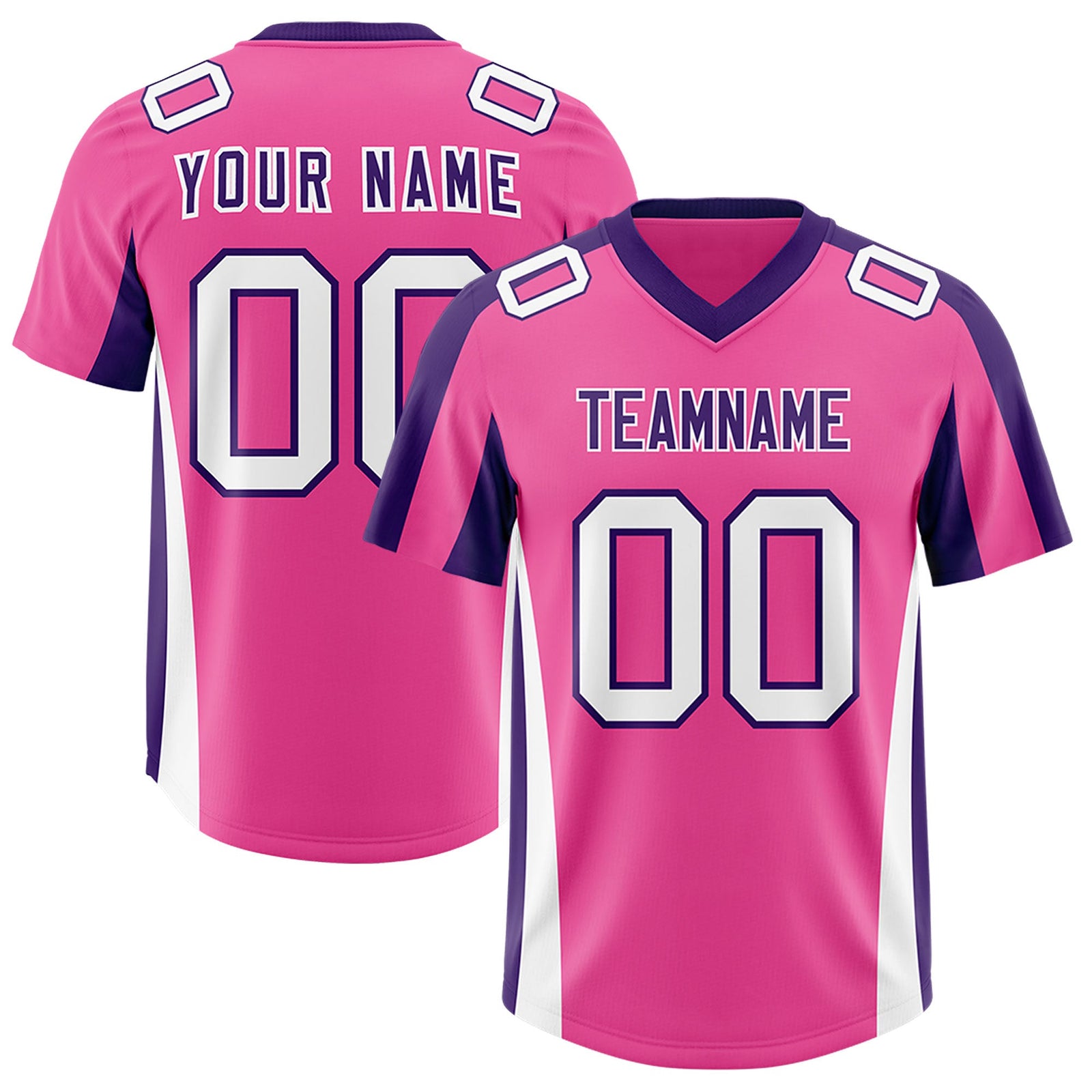 Custom Pink Purple Side Stripe Pattern Authentic Football Jersey