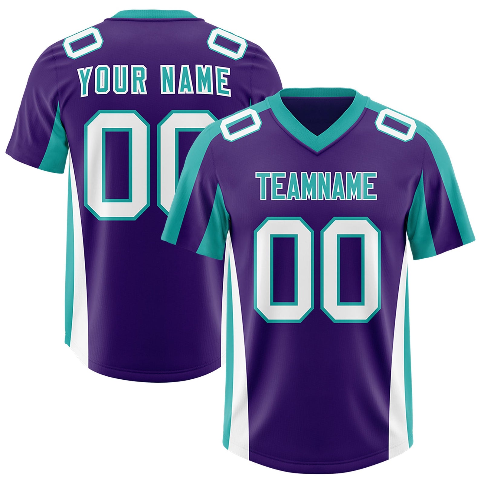 Custom Purple Aqua Side Stripe Pattern Authentic Football Jersey