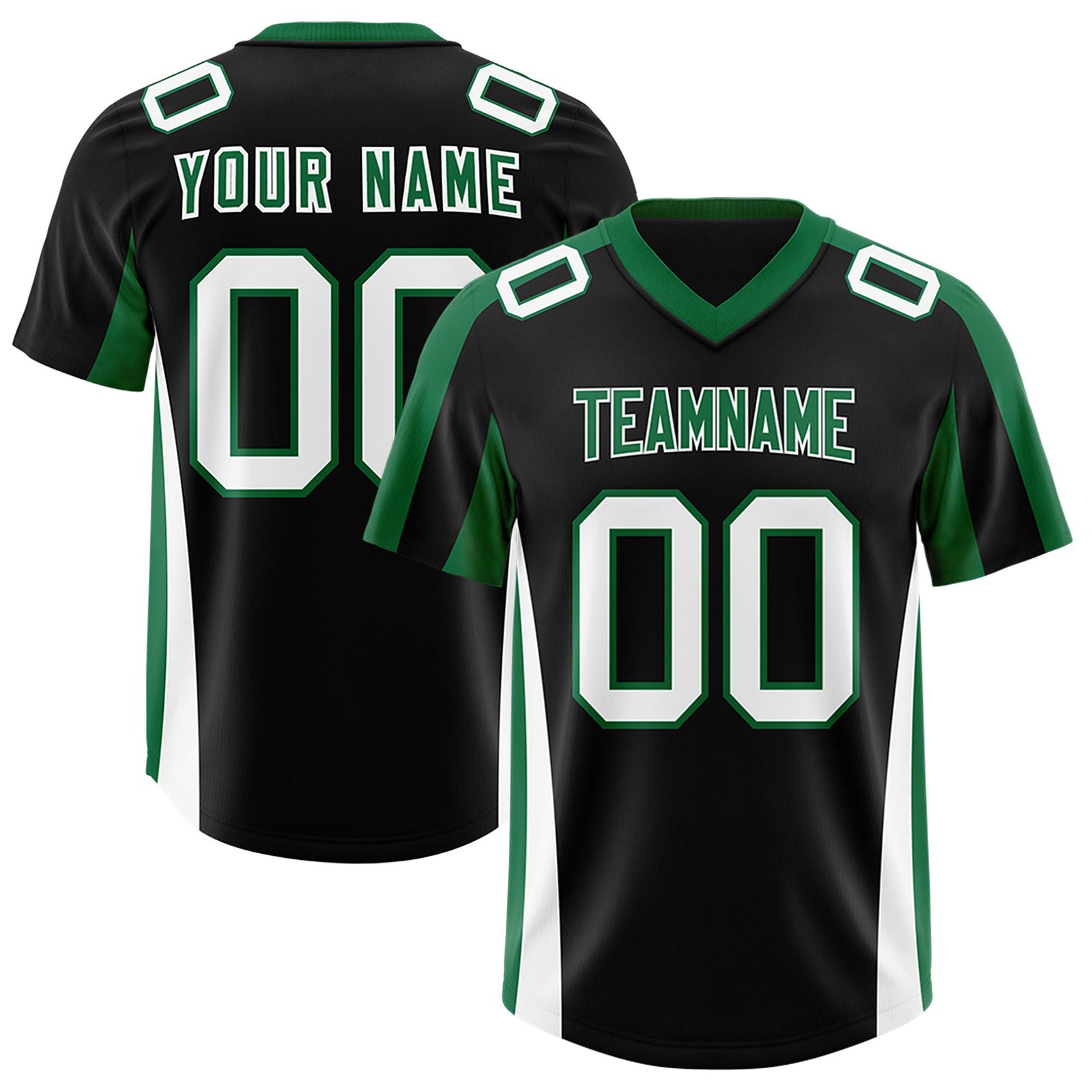 Custom Black Kelly Green Side Stripe Pattern Authentic Football Jersey
