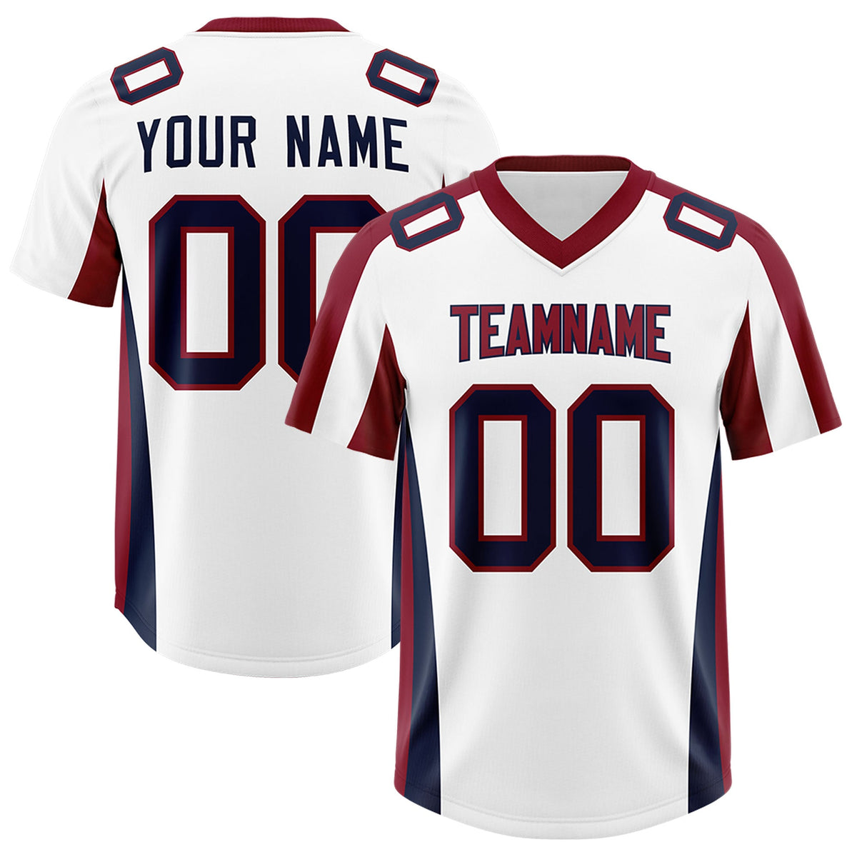 Custom White Crimson Side Stripe Pattern Authentic Football Jersey