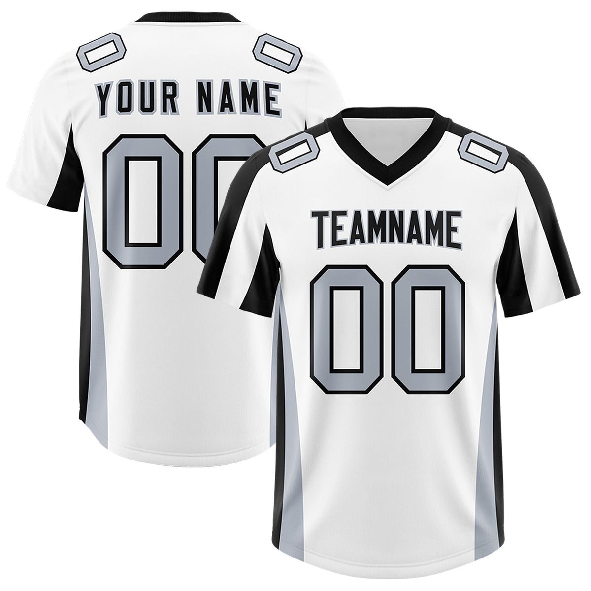 Custom White Black Side Stripe Pattern Authentic Football Jersey