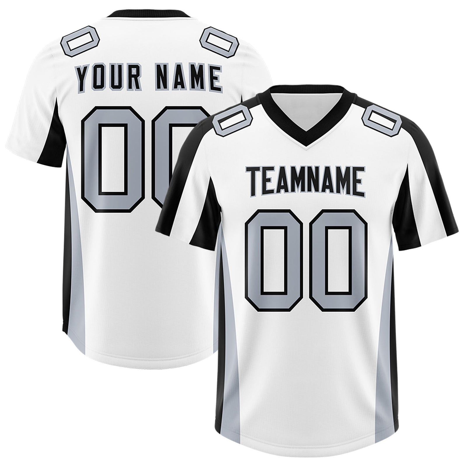 Custom White Black Side Stripe Pattern Authentic Football Jersey