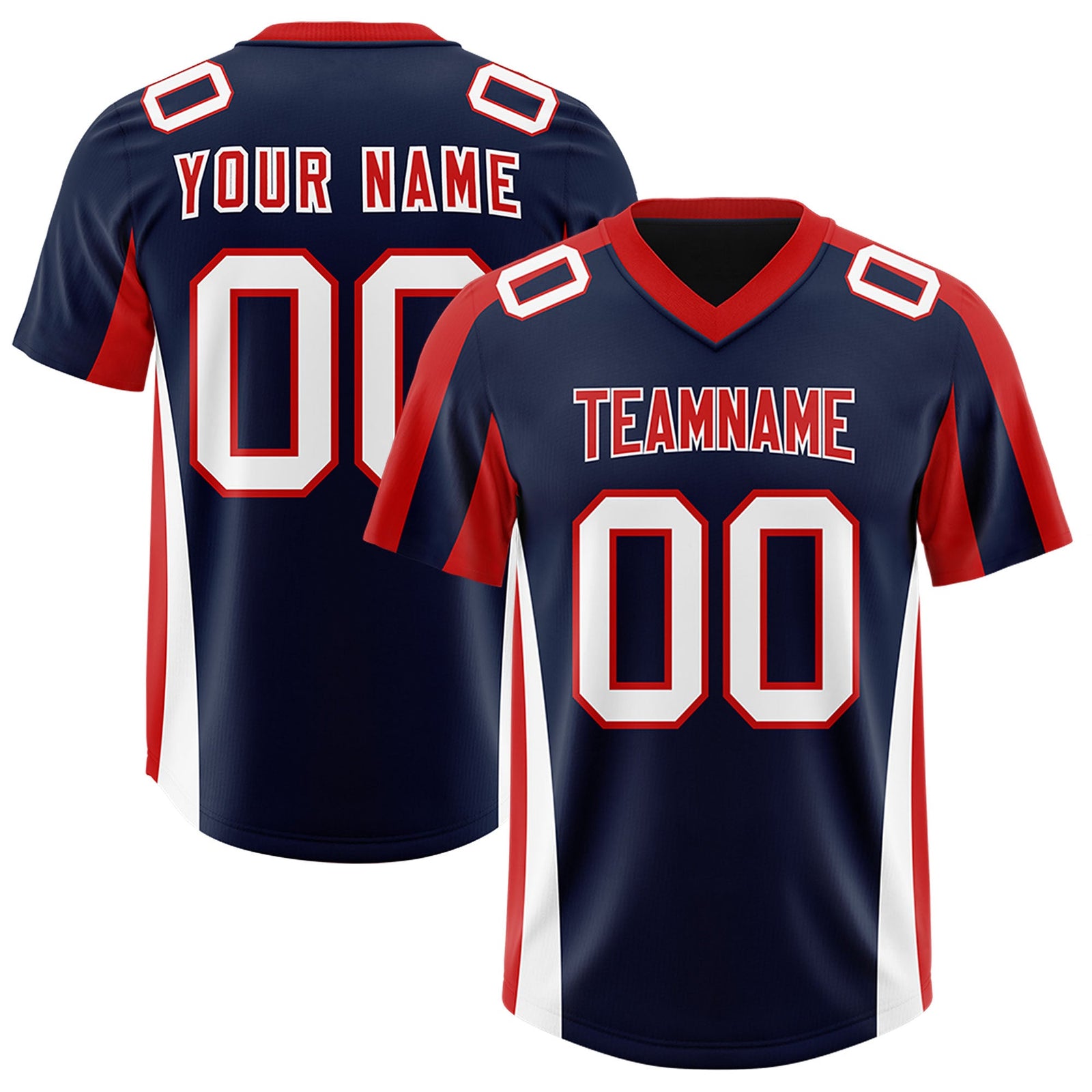 Custom Navy Red Side Stripe Pattern Authentic Football Jersey