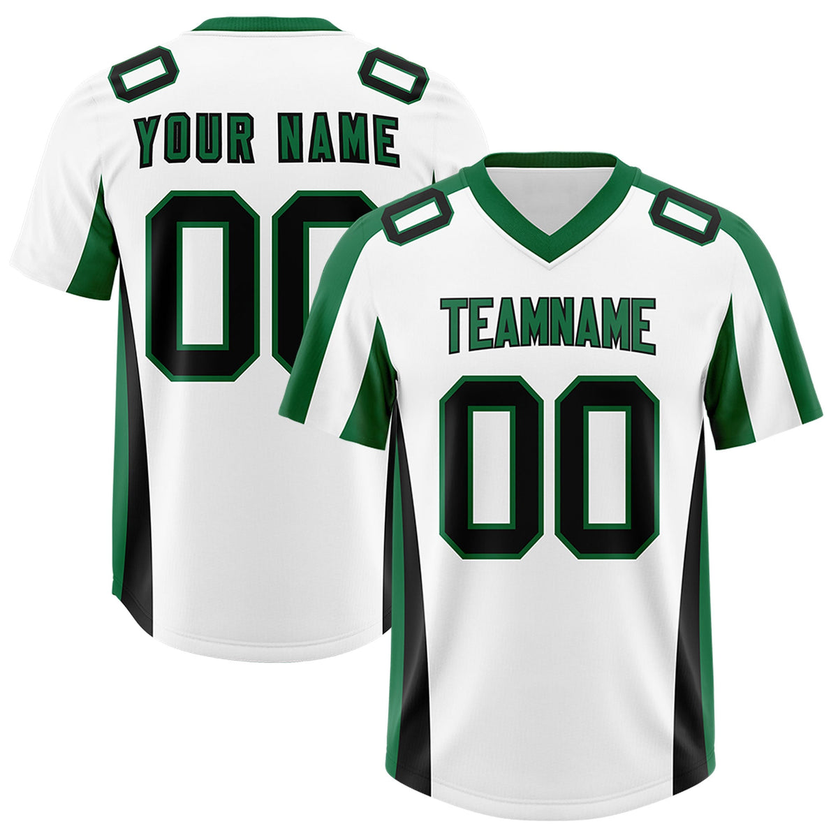 Custom White Kelly Green Side Stripe Pattern Authentic Football Jersey