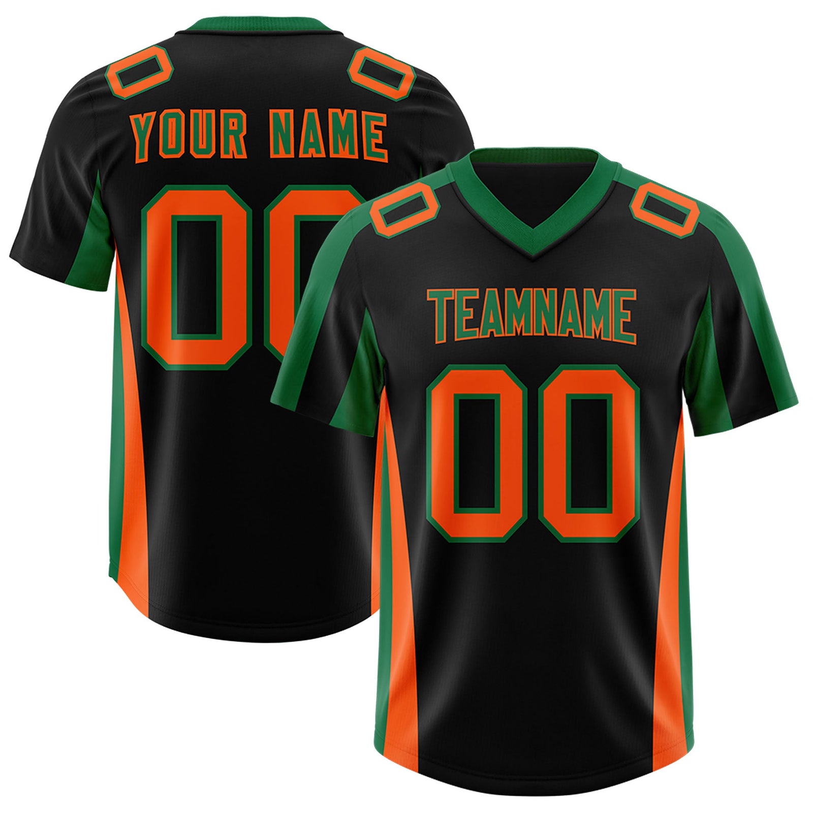 Custom Black Kelly Green Side Stripe Pattern Authentic Football Jersey