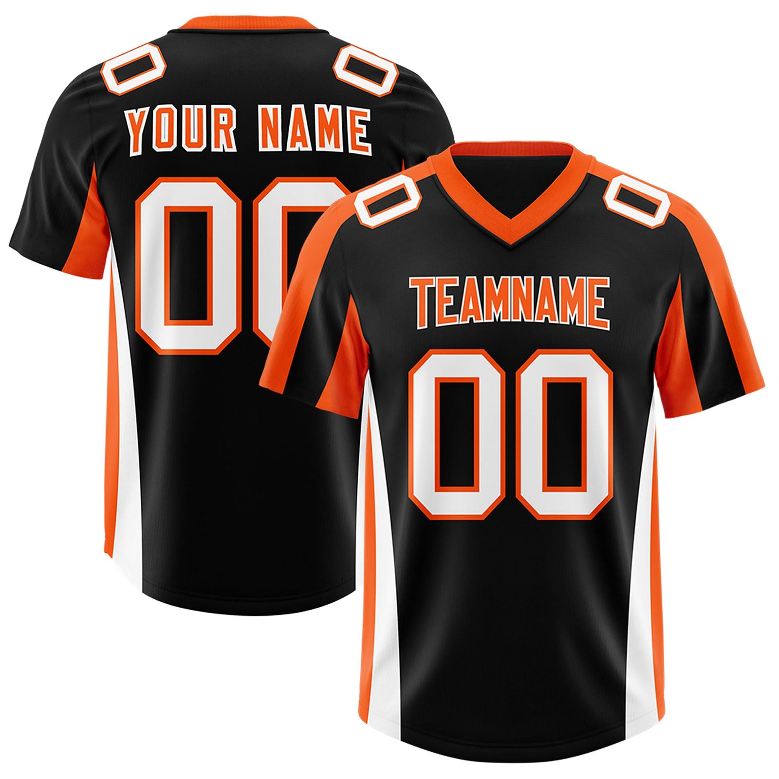 Custom Black Orange Side Stripe Pattern Authentic Football Jersey