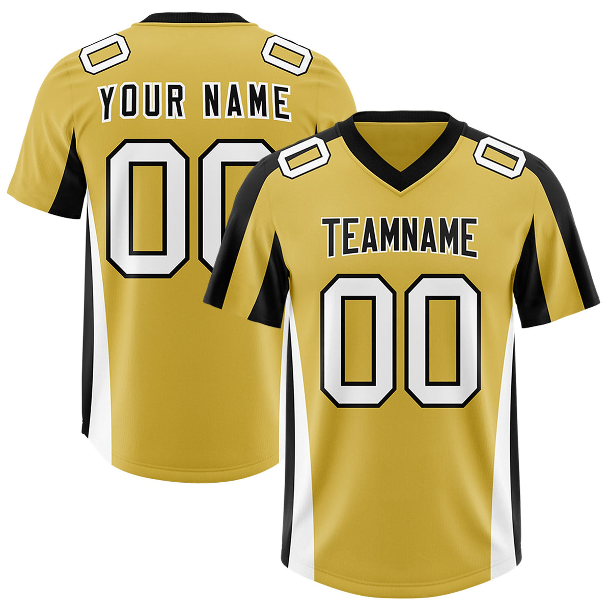 Custom Old Gold Navy Side Stripe Pattern Authentic Football Jersey