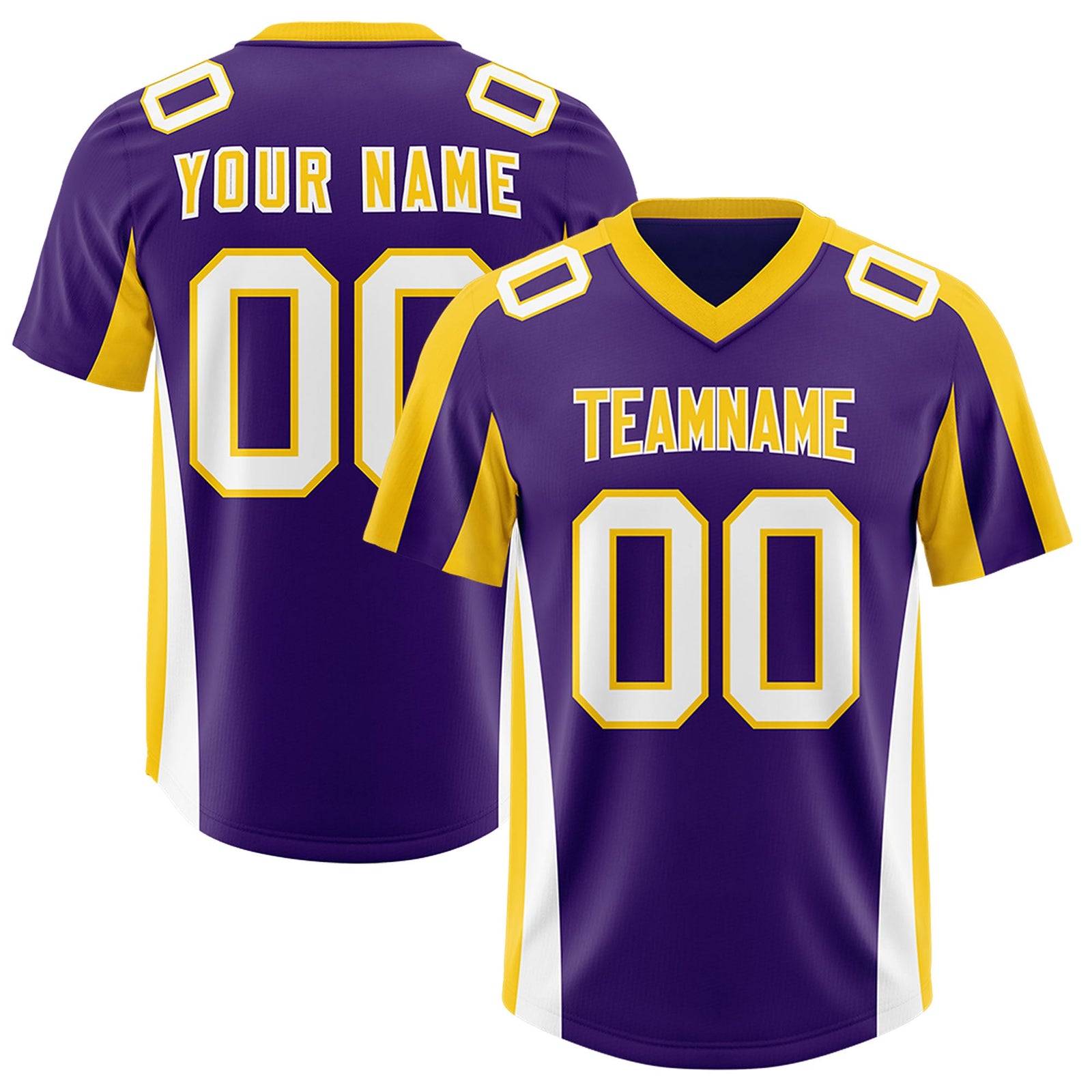 Custom Purple Gold Side Stripe Pattern Authentic Football Jersey