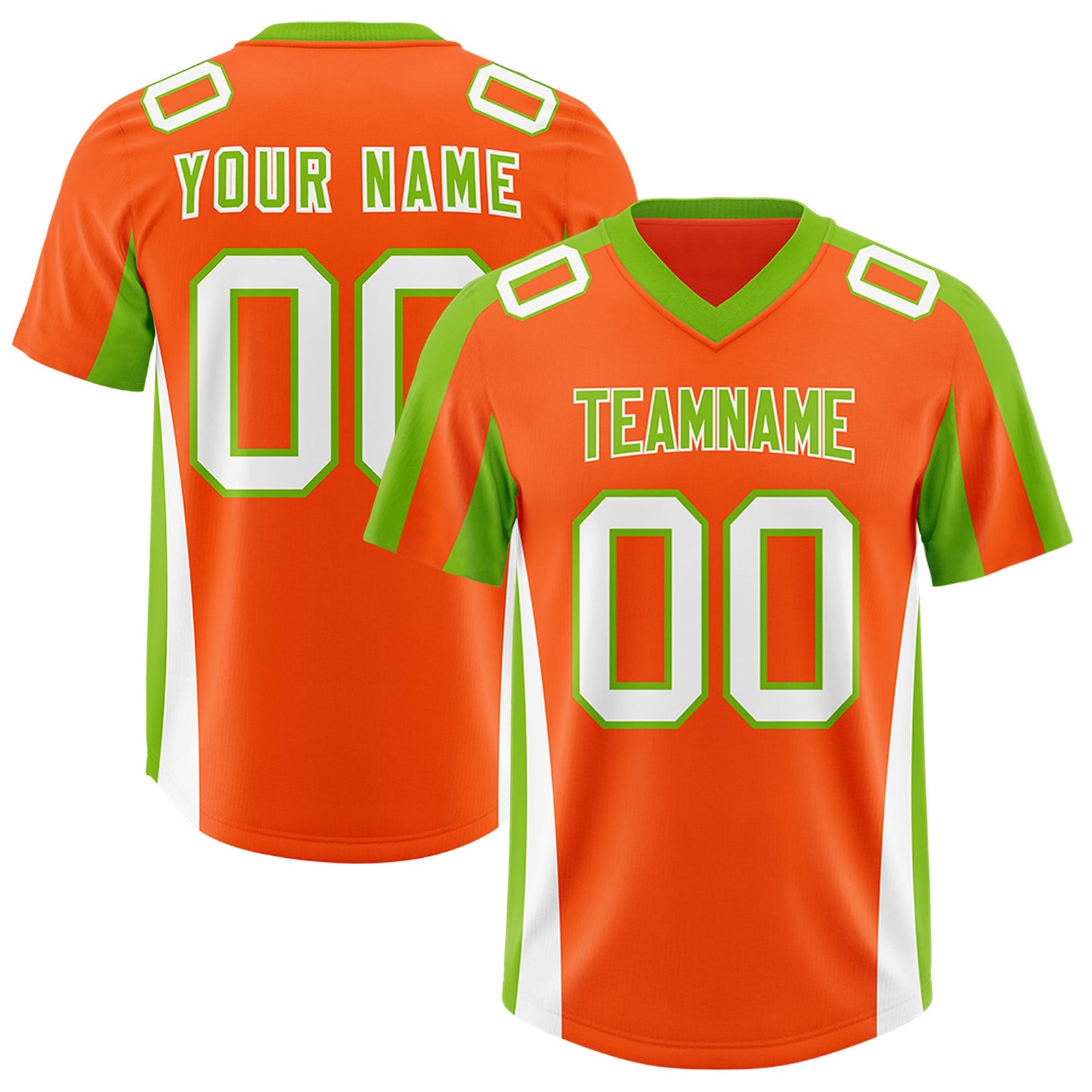 Custom Orange Neon Green Side Stripe Pattern Authentic Football Jersey