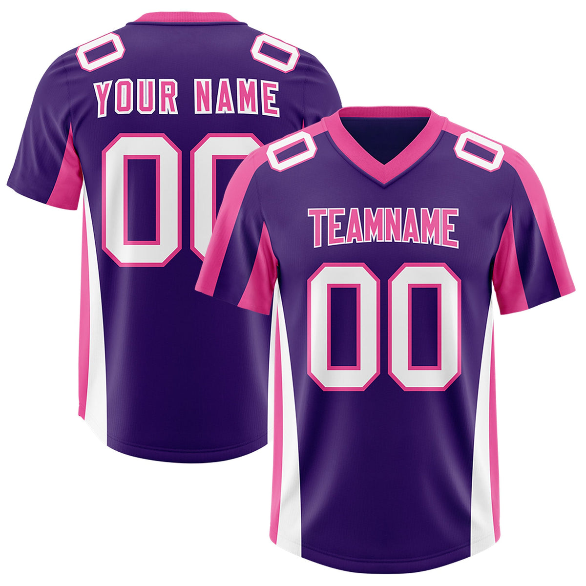 Custom Purple Pink Side Stripe Pattern Authentic Football Jersey