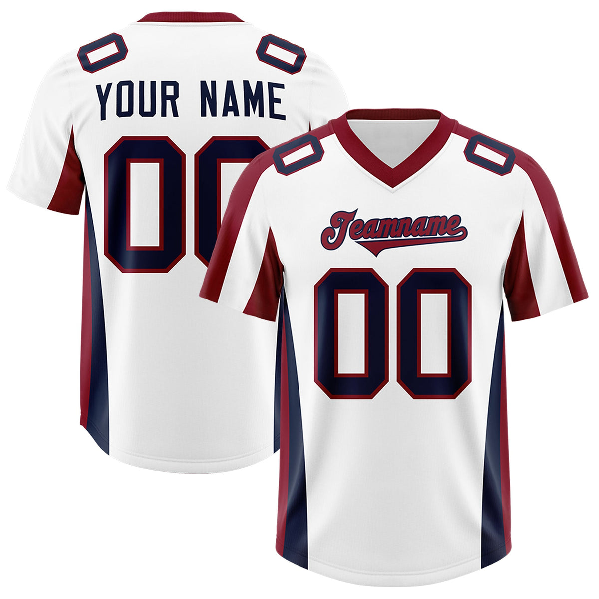 Custom White Crimson Side Stripe Pattern Authentic Football Jersey
