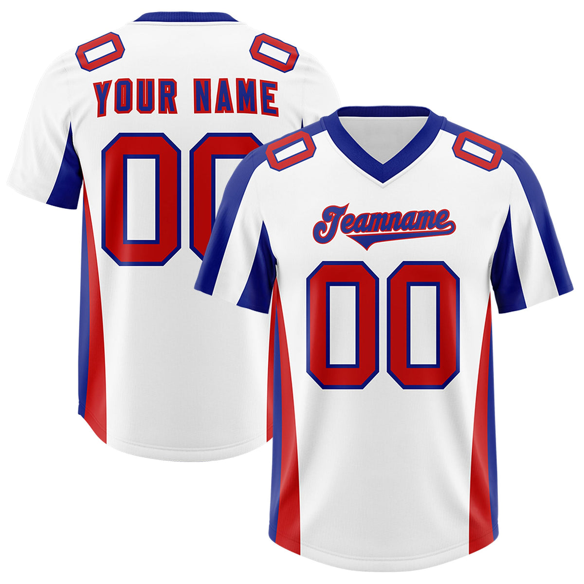 Custom White Royal Side Stripe Pattern Authentic Football Jersey