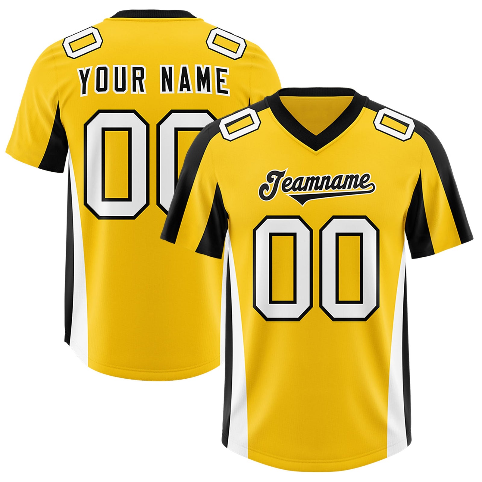 Custom Gold Black Side Stripe Pattern Authentic Football Jersey