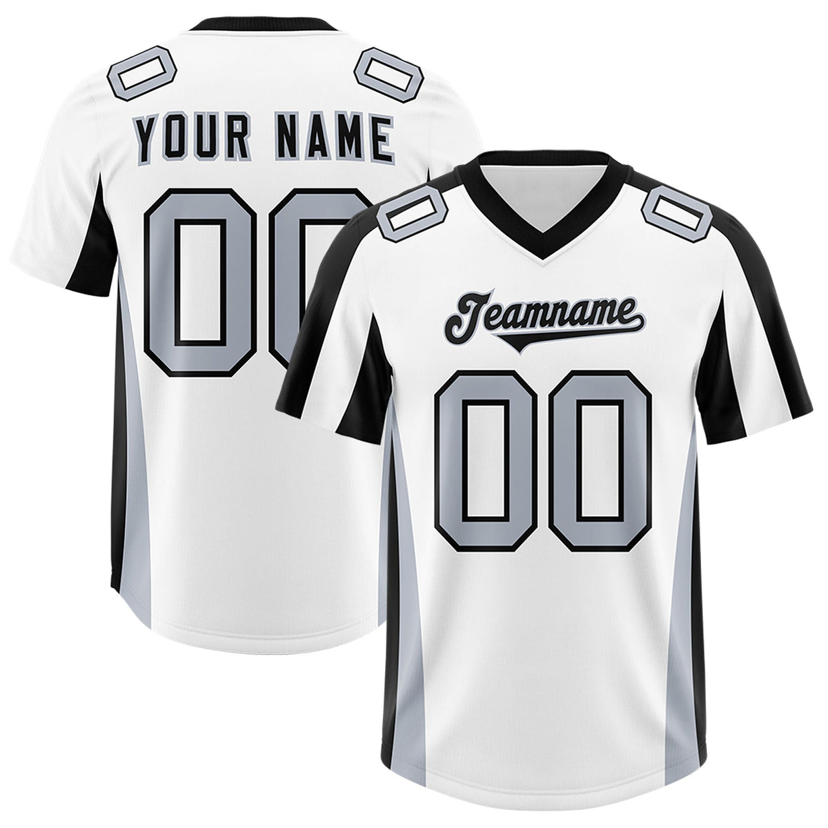 Custom White Black Side Stripe Pattern Authentic Football Jersey