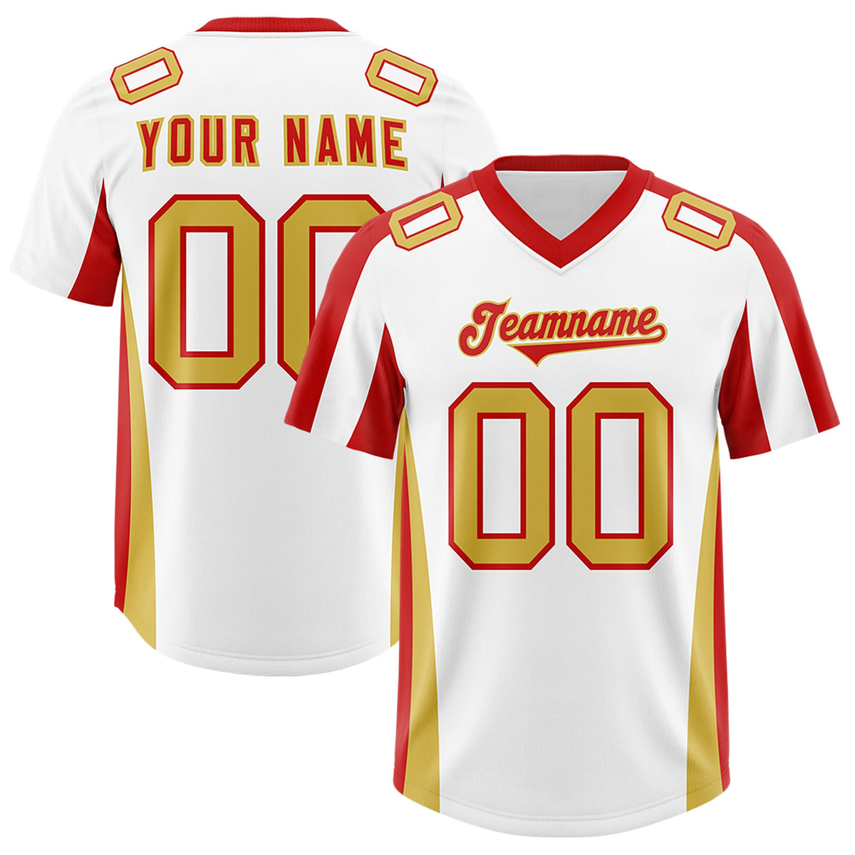 Custom White Red Side Stripe Pattern Authentic Football Jersey