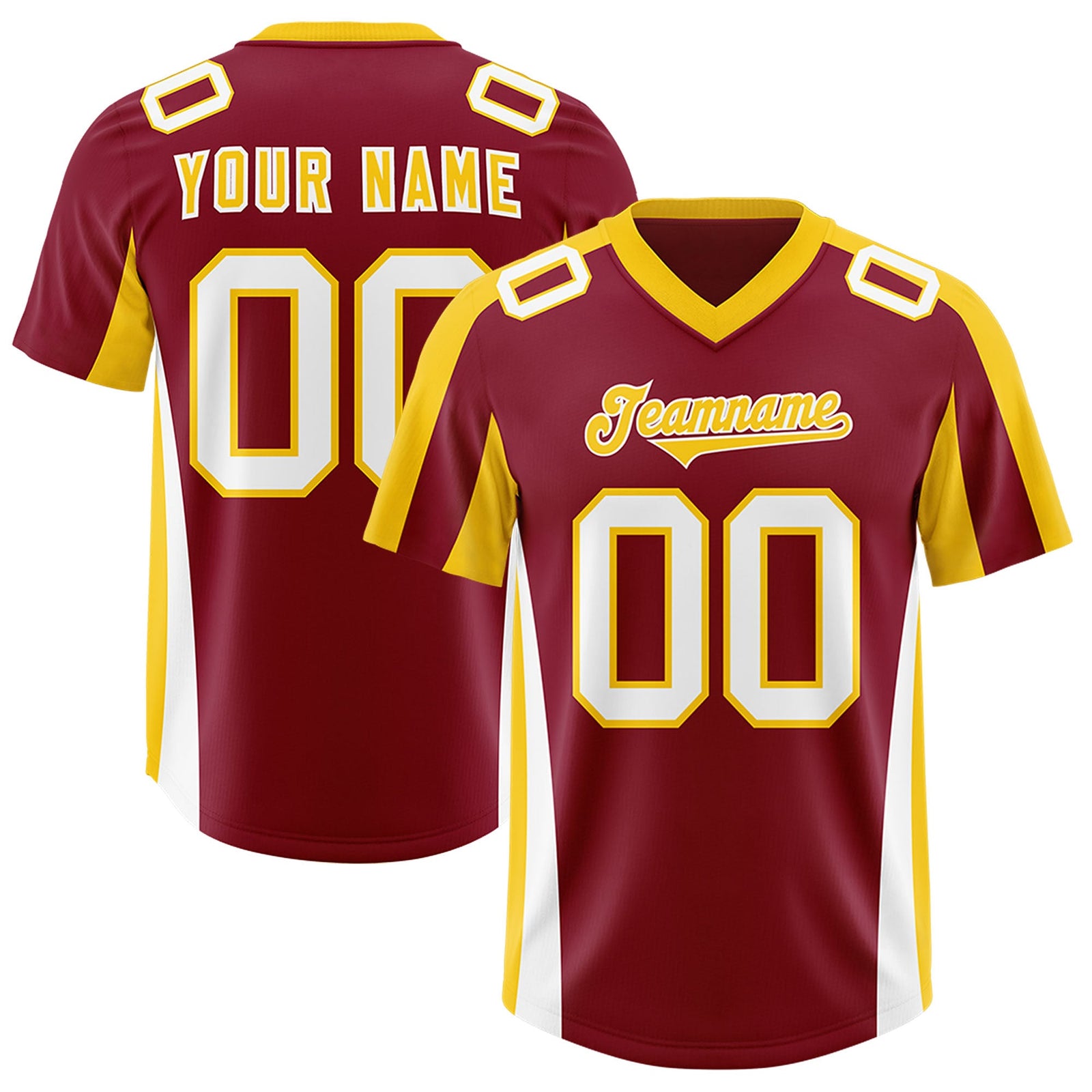 Custom Crimson Gold Side Stripe Pattern Authentic Football Jersey
