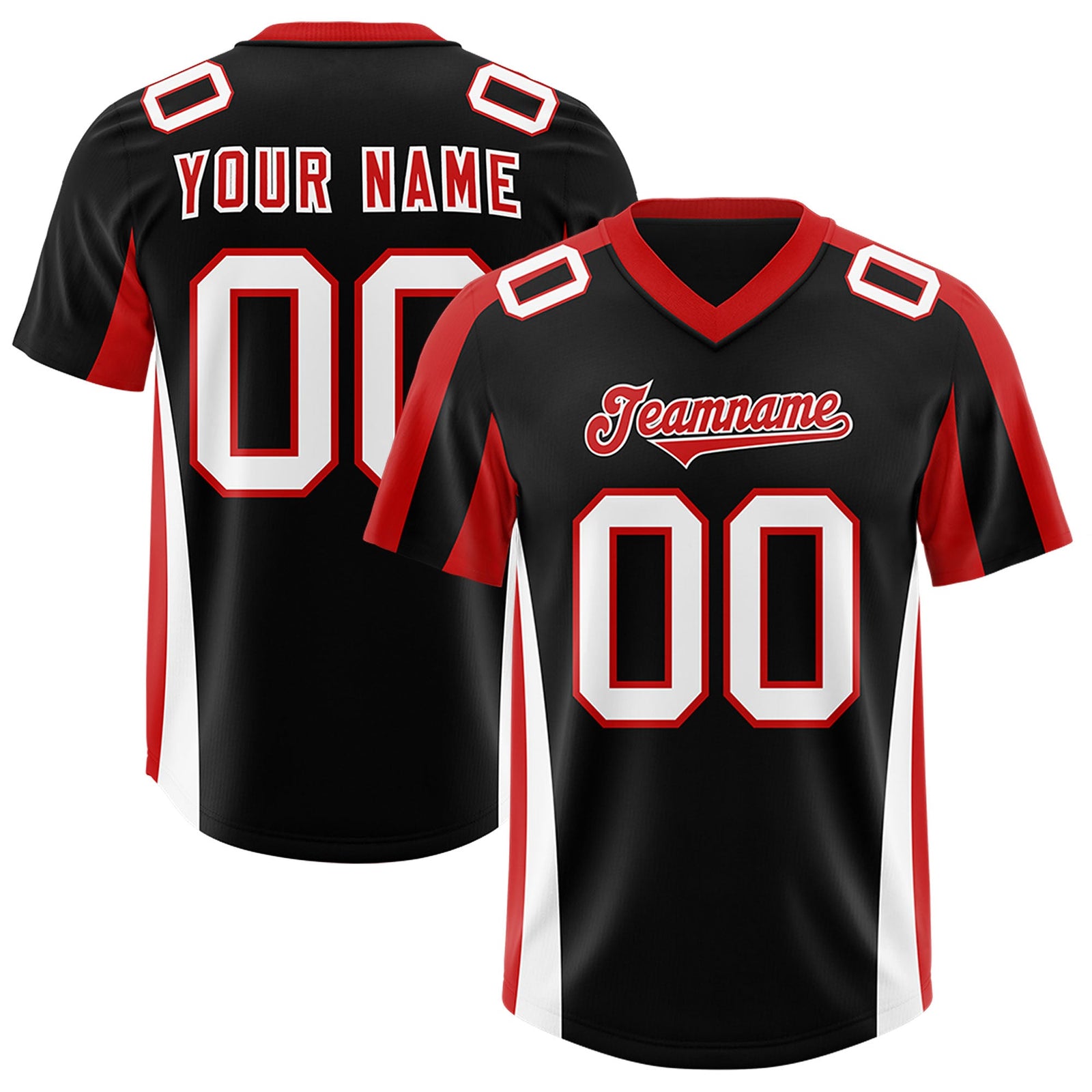 Custom Black Red Side Stripe Pattern Authentic Football Jersey