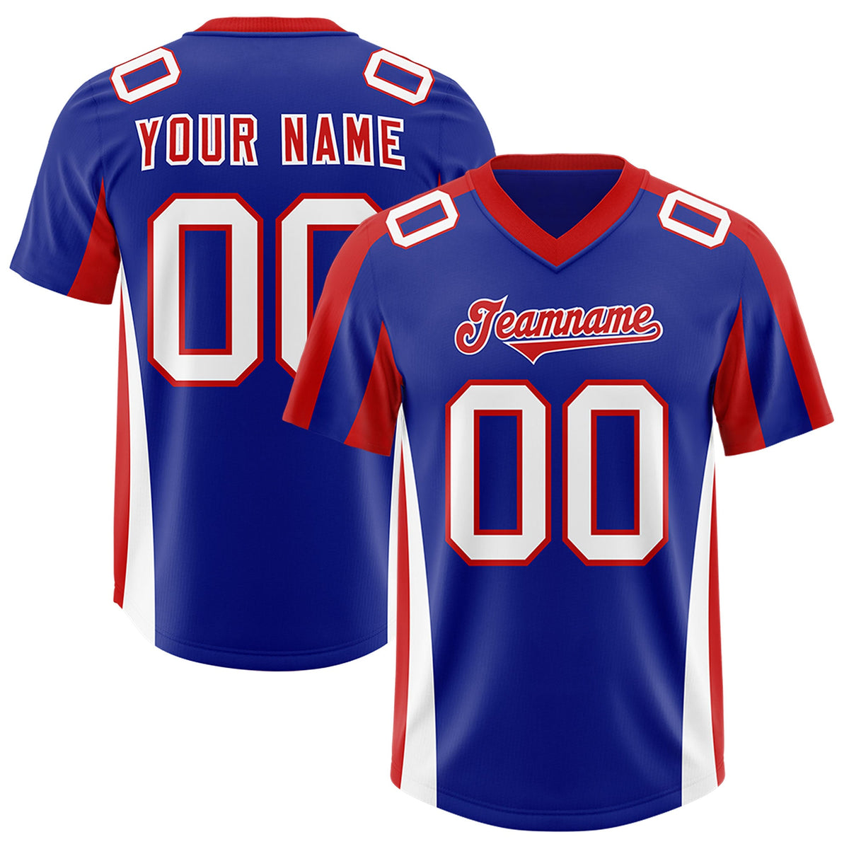 Custom Royal Red Side Stripe Pattern Authentic Football Jersey