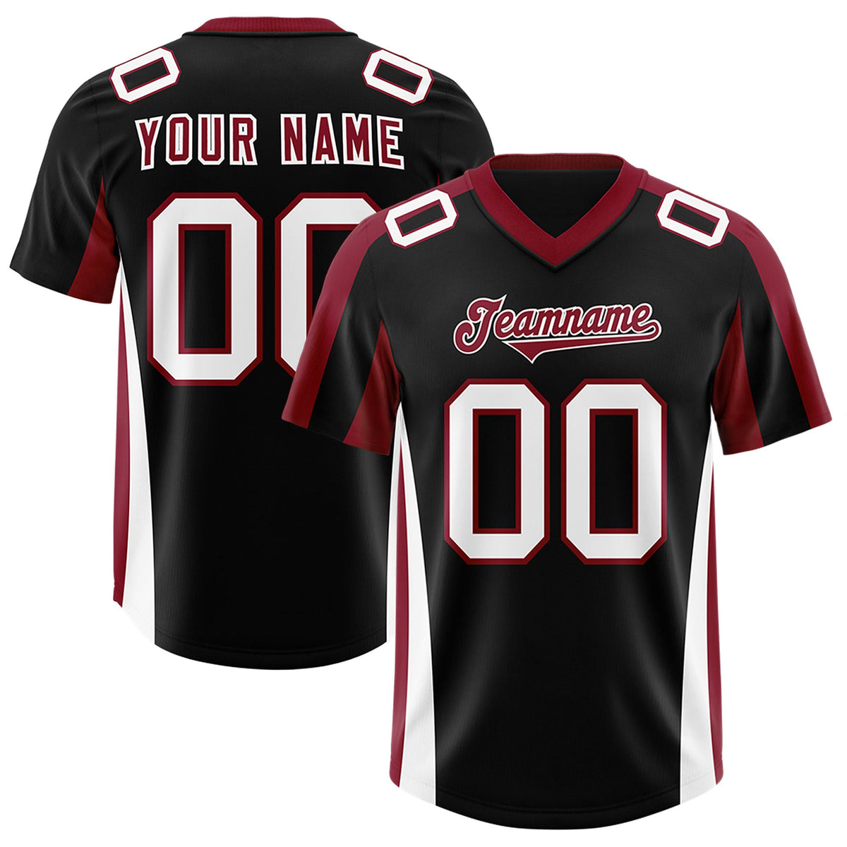 Custom Black Crimson Side Stripe Pattern Authentic Football Jersey