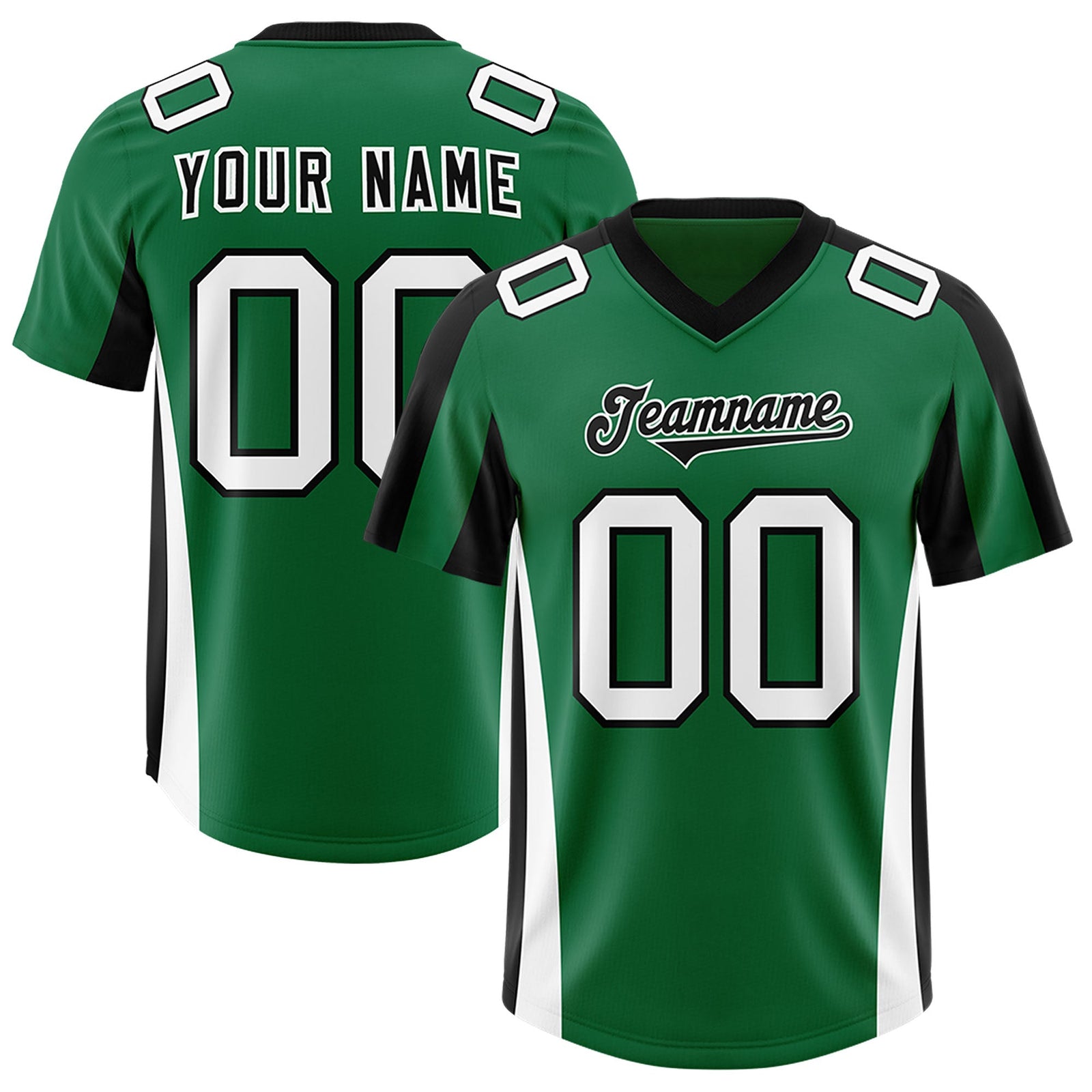 Custom Kelly Green Black Side Stripe Pattern Authentic Football Jersey