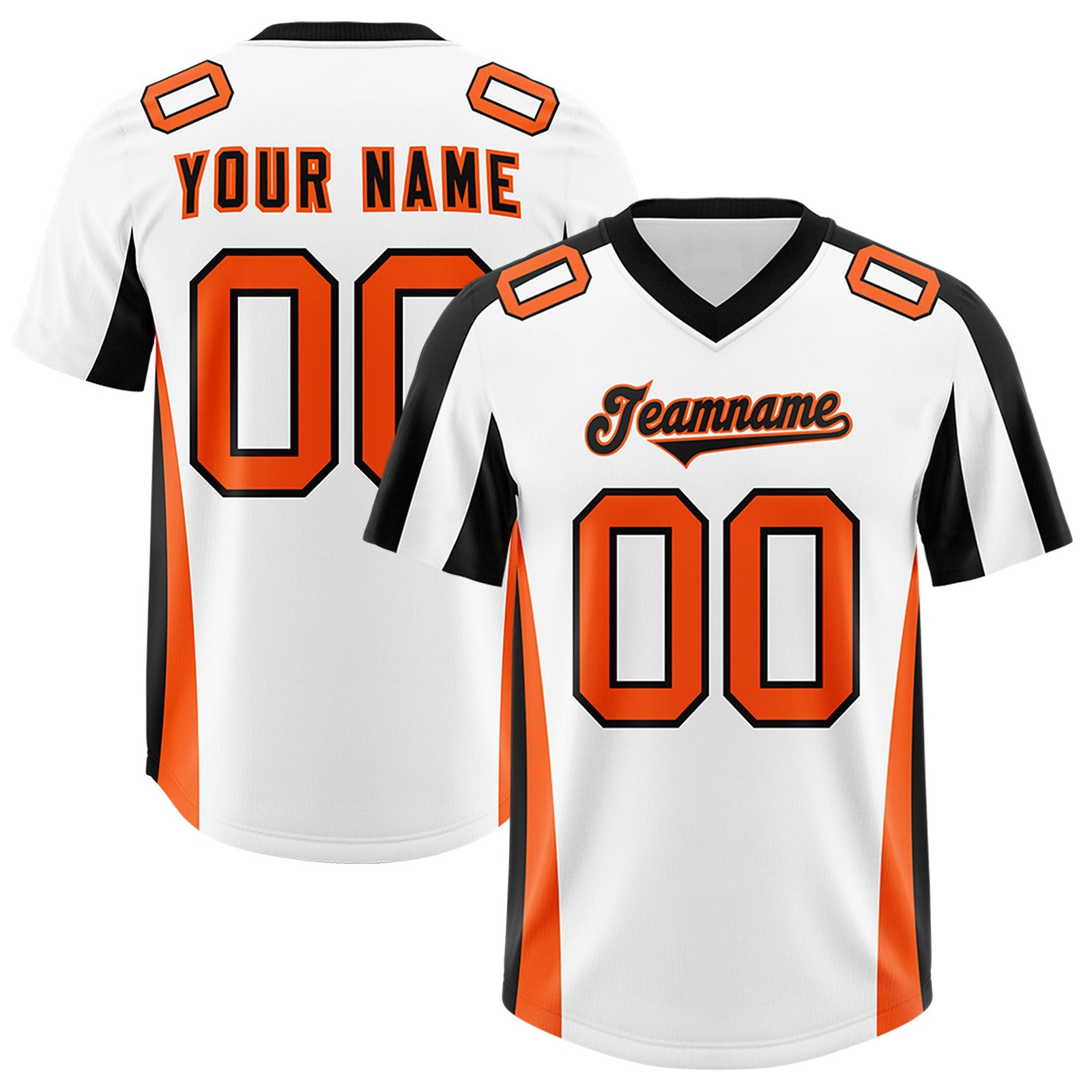 Custom White Black Side Stripe Pattern Authentic Football Jersey