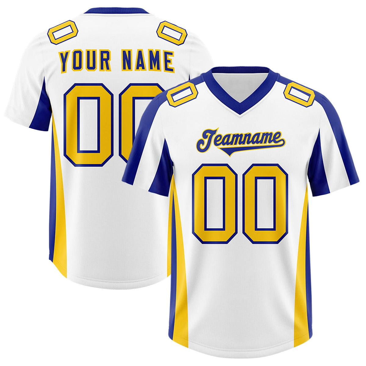 Custom White Royal Side Stripe Pattern Authentic Football Jersey