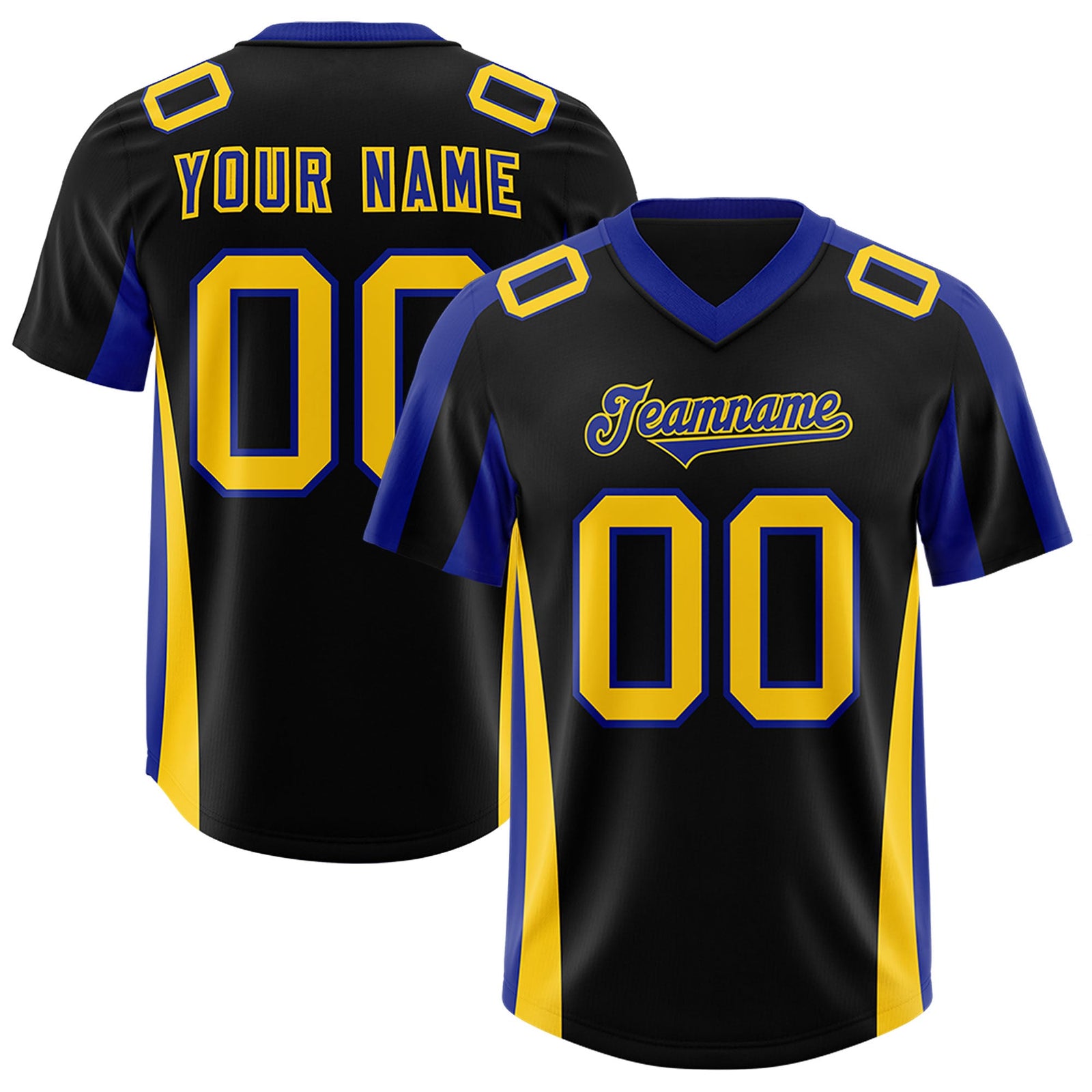 Custom Black Royal Side Stripe Pattern Authentic Football Jersey