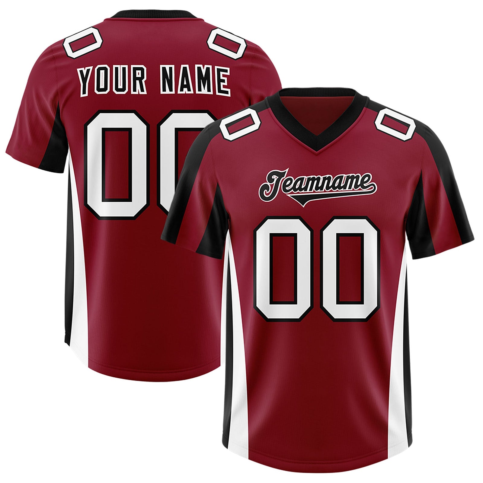 Custom Crimson Black Side Stripe Pattern Authentic Football Jersey