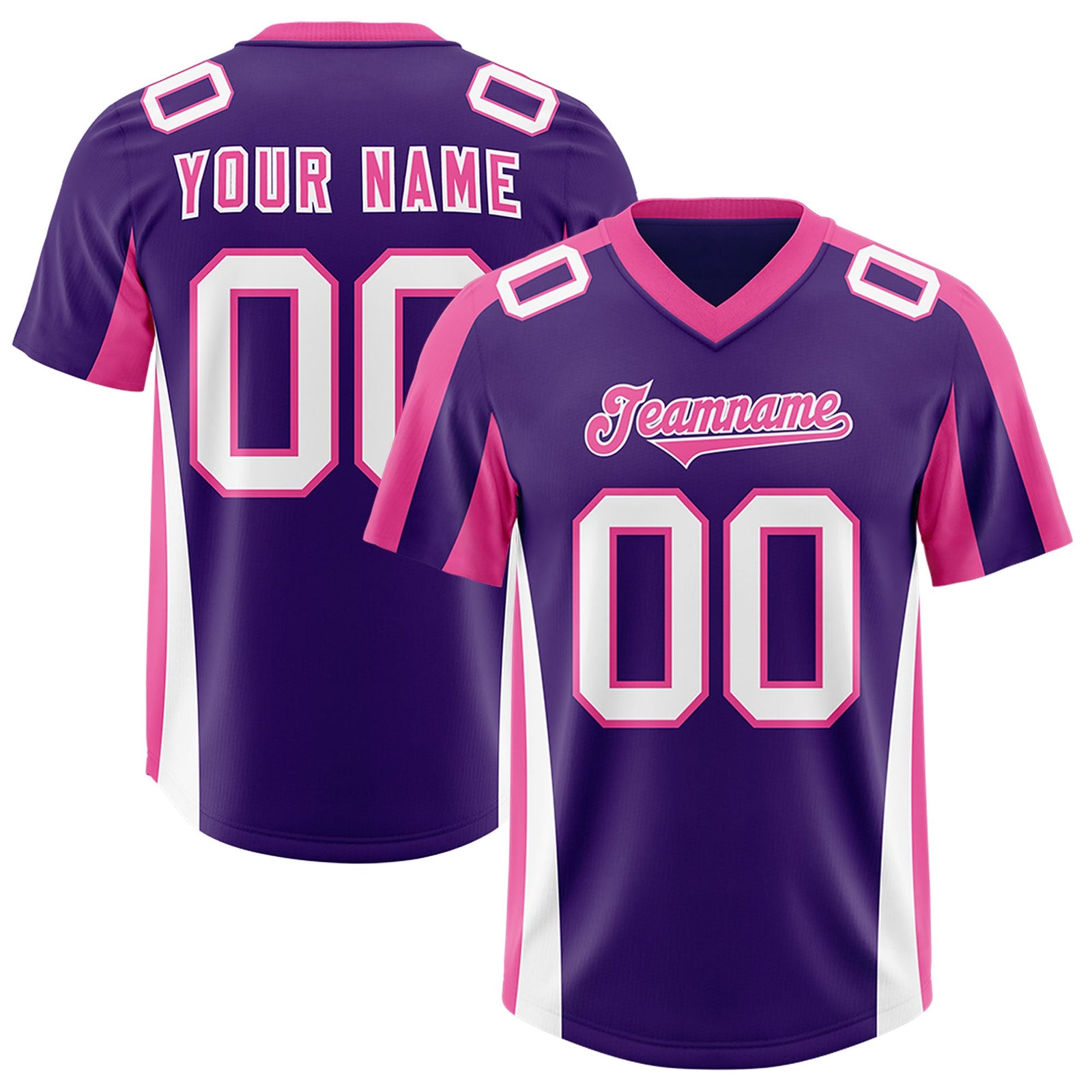 Custom Purple Pink Side Stripe Pattern Authentic Football Jersey