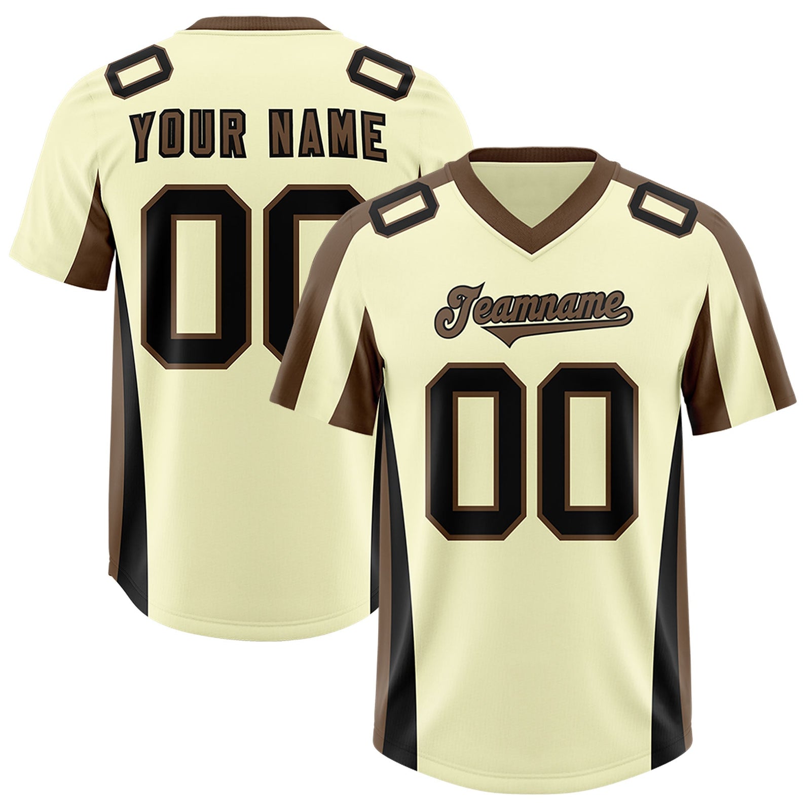 Custom Cream Light Brown Side Stripe Pattern Authentic Football Jersey