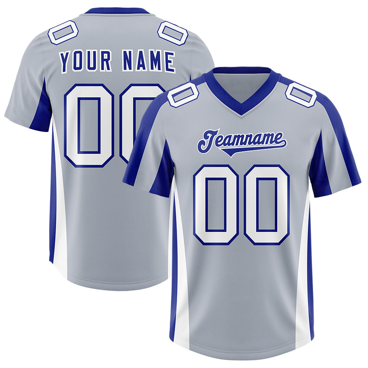 Custom Silver Royal Side Stripe Pattern Authentic Football Jersey