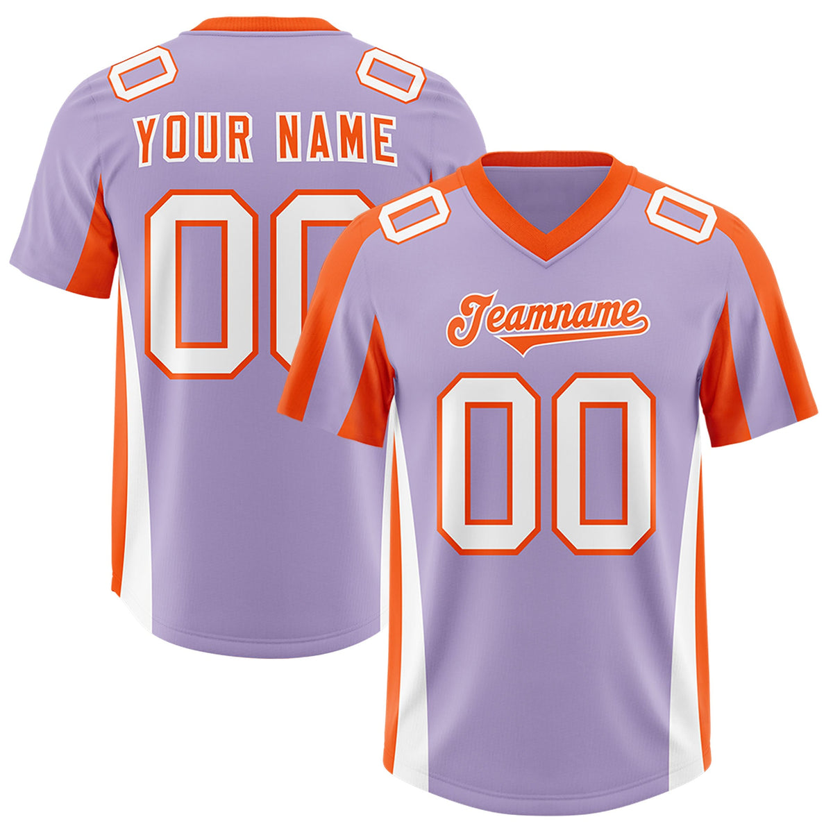 Custom Light Purple Orange Side Stripe Pattern Authentic Football Jersey
