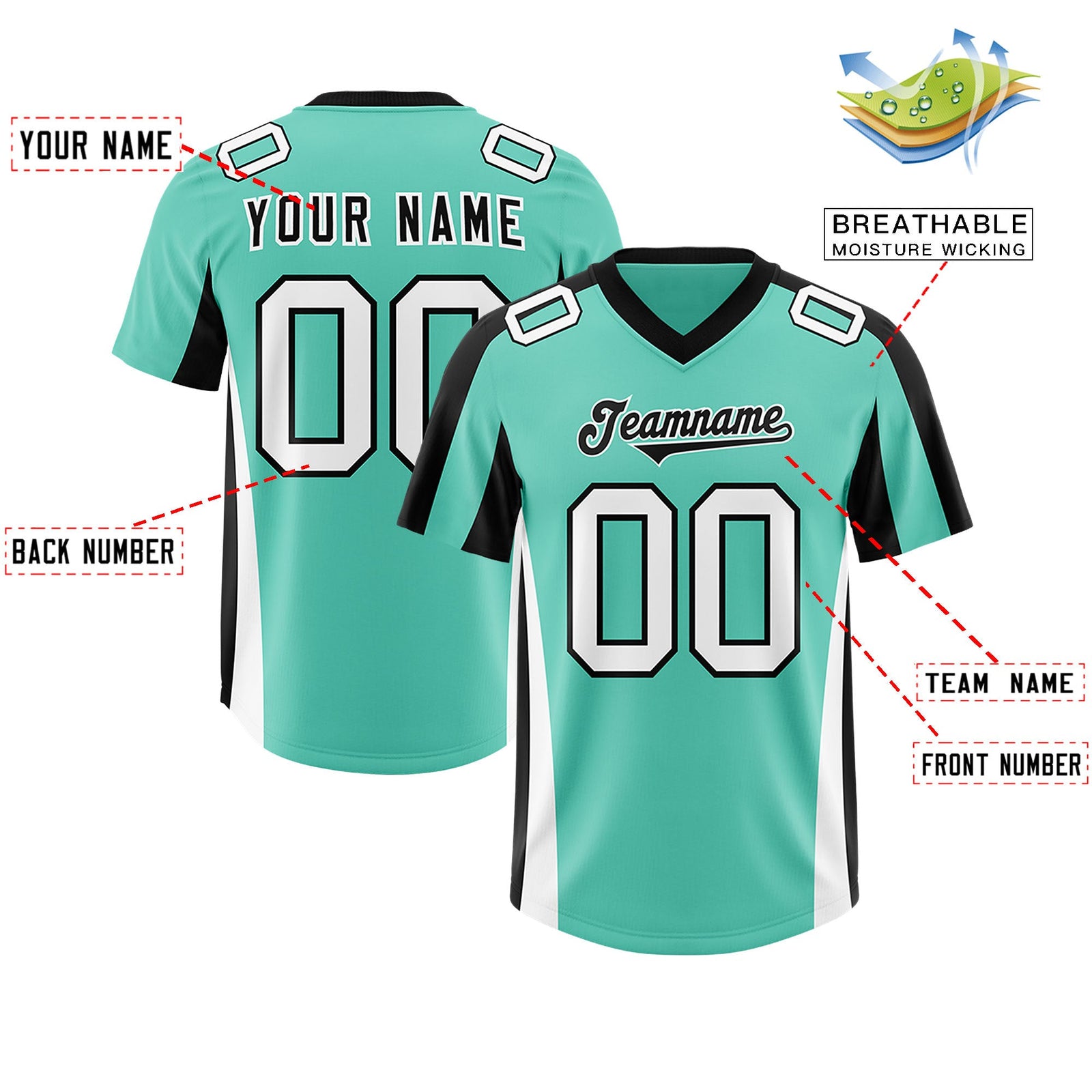 Custom Bright Green Black Side Stripe Pattern Authentic Football Jersey