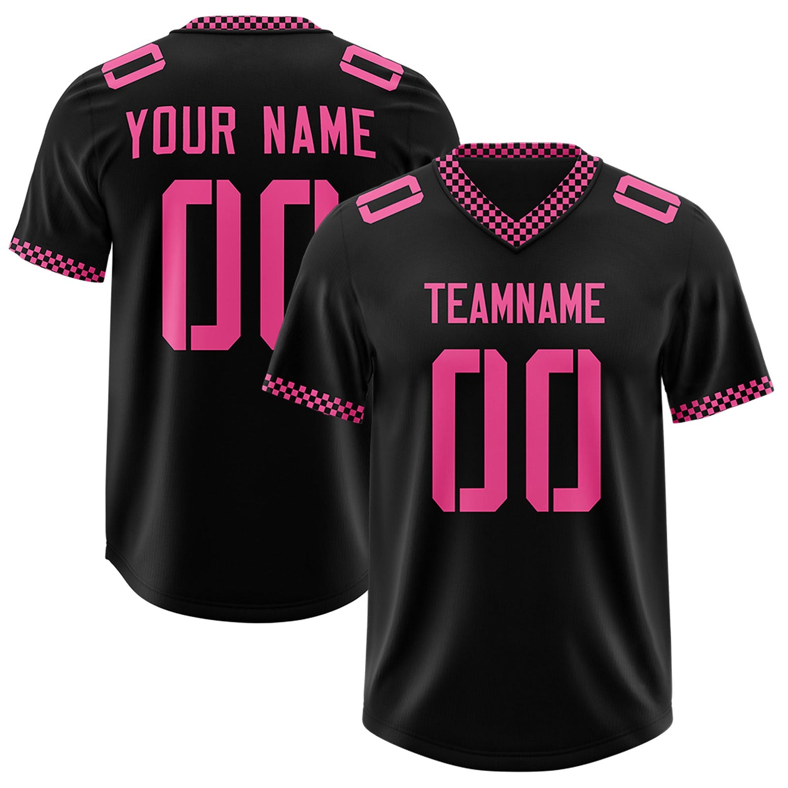 Custom Black Pink Personalized Neckline Square Classic Authentic Football Jersey
