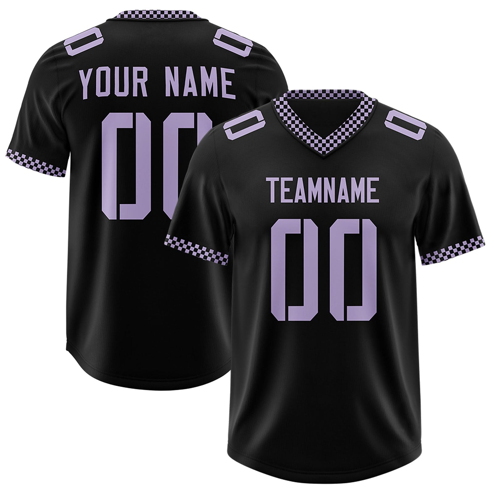 Custom Black Light Purple Personalized Neckline Square Classic Authentic Football Jersey