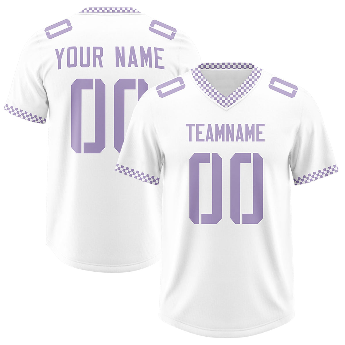 Custom White Light Purple Personalized Neckline Square Classic Authentic Football Jersey