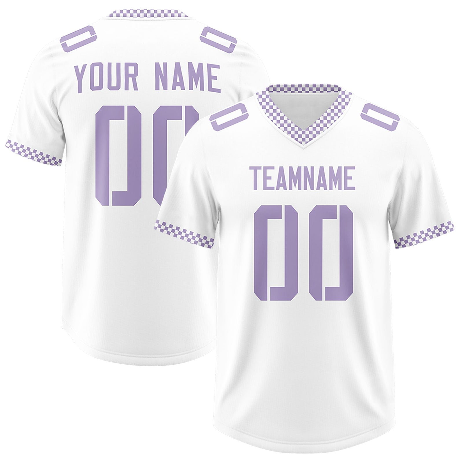 Custom White Light Purple Personalized Neckline Square Classic Authentic Football Jersey
