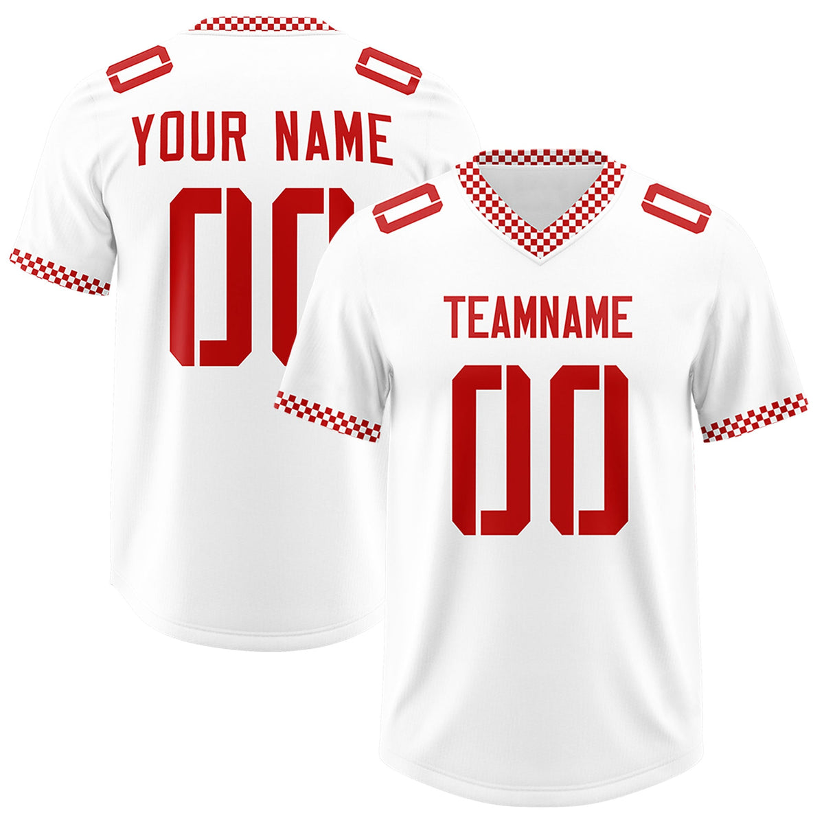 Custom White Red Personalized Neckline Square Classic Authentic Football Jersey