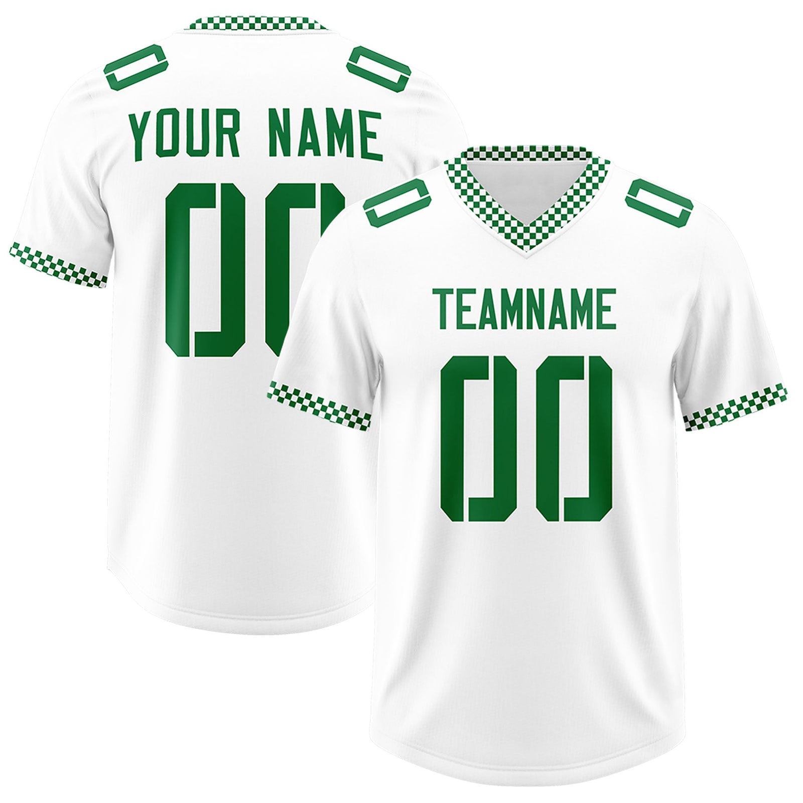 Custom White Kelly Green Personalized Neckline Square Classic Authentic Football Jersey