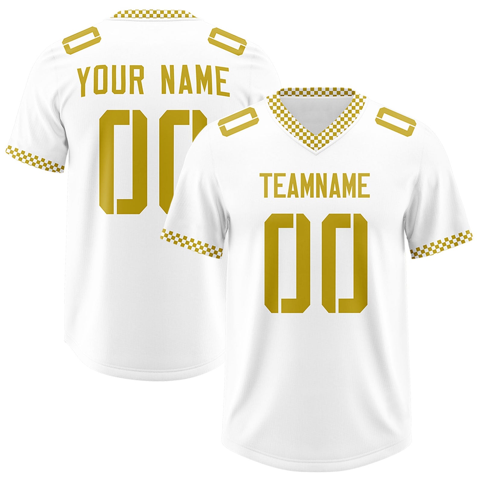 Custom White Old Gold Personalized Neckline Square Classic Authentic Football Jersey