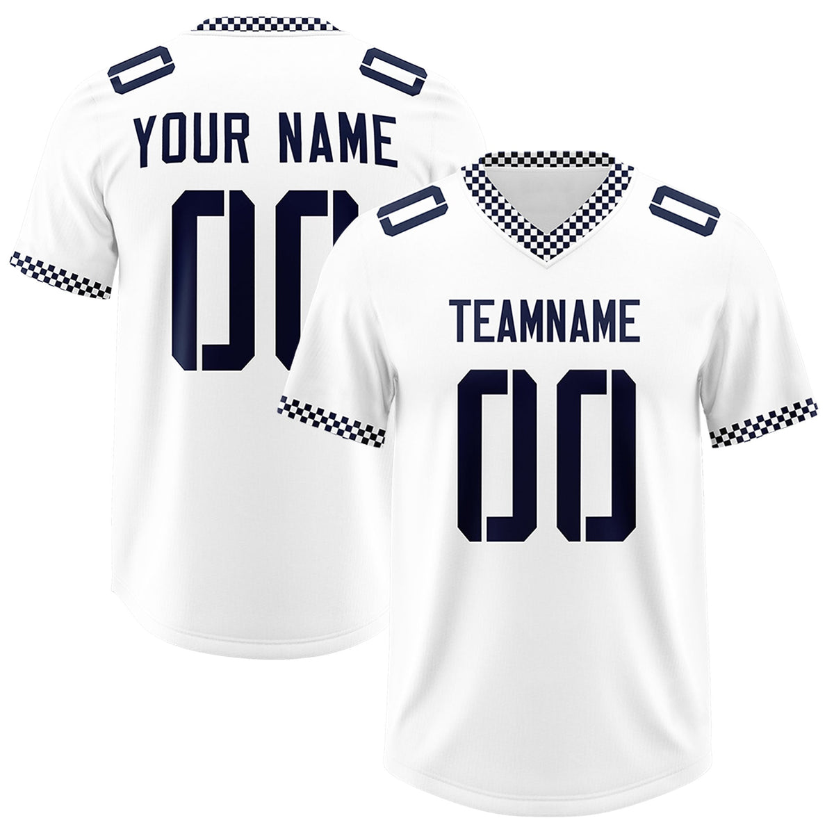 Custom White Navy Personalized Neckline Square Classic Authentic Football Jersey