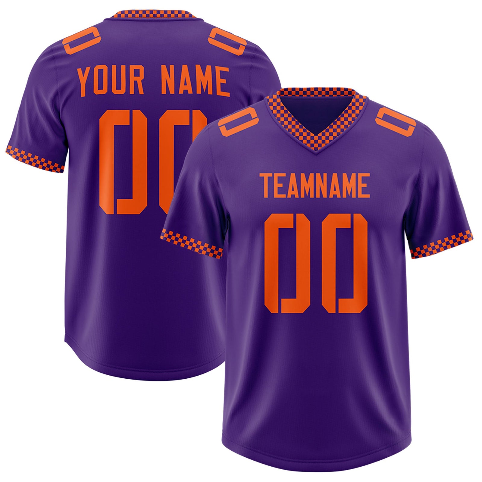 Custom Purple Orange Personalized Neckline Square Classic Authentic Football Jersey