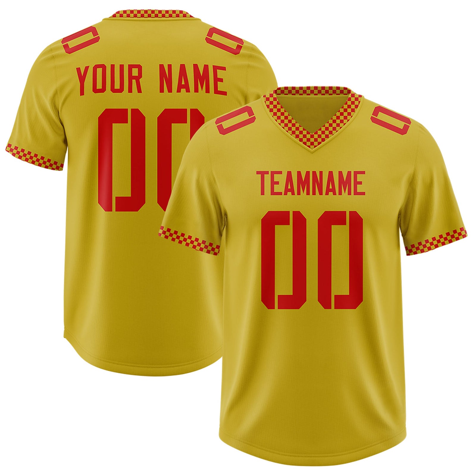 Custom Old Gold Red Personalized Neckline Square Classic Authentic Football Jersey