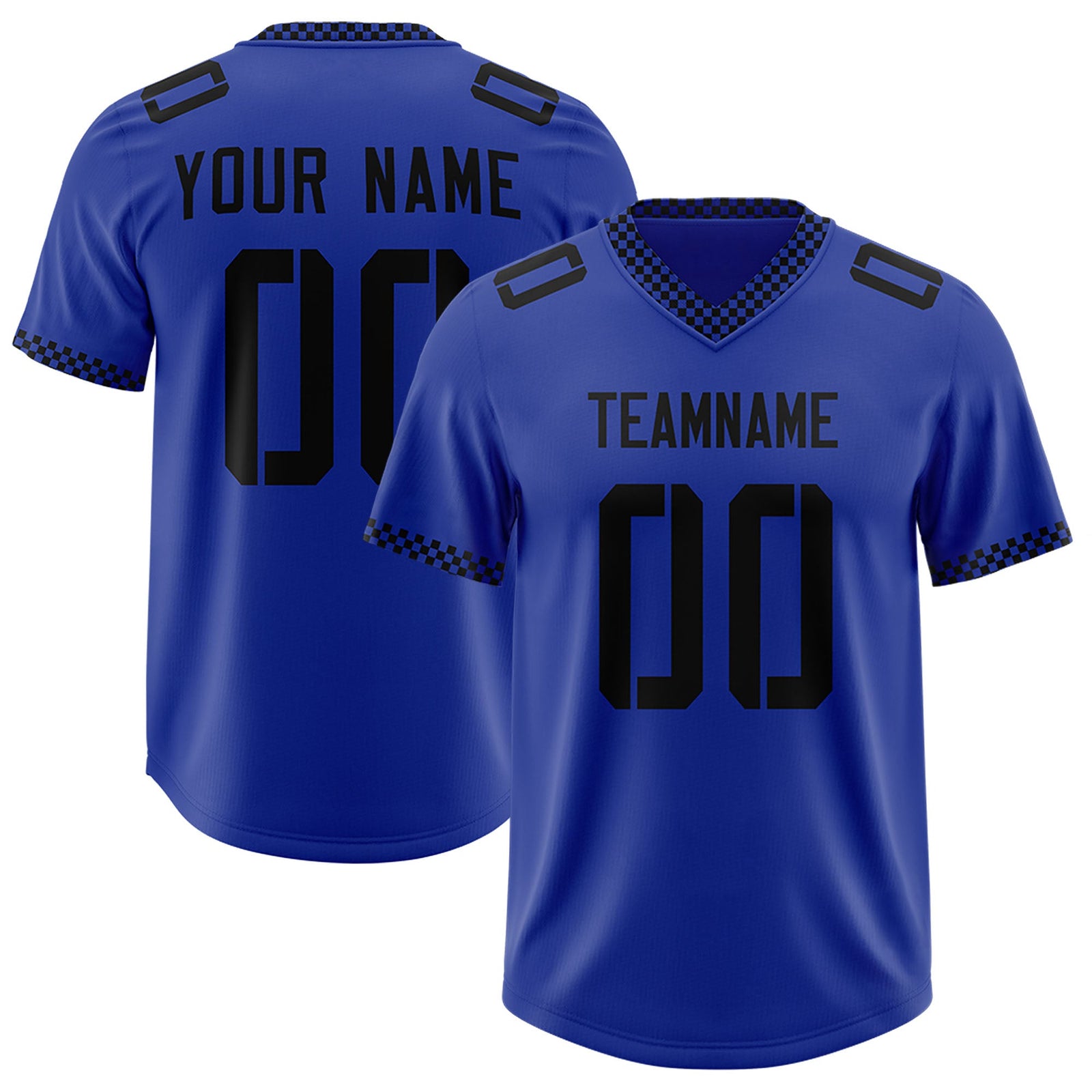 Custom Royal Black Personalized Neckline Square Classic Authentic Football Jersey