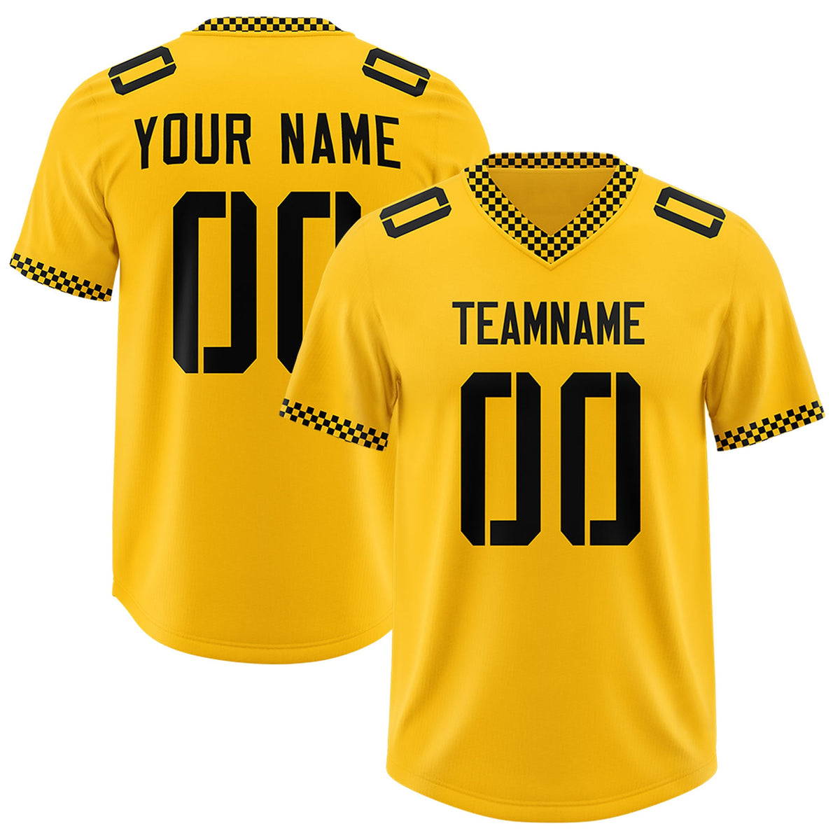 Custom Yellow Black Personalized Neckline Square Classic Authentic Football Jersey